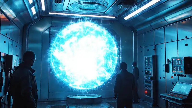 Campo de energía misterioso en laboratorio futurista