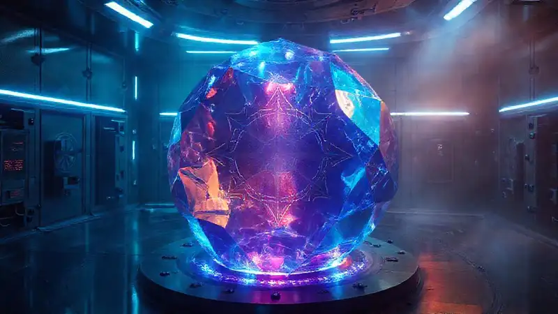 Cristal brillante y misterioso en contención segura