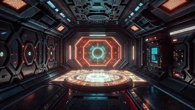 Patrón geométrico en cámara futurista de seguridad