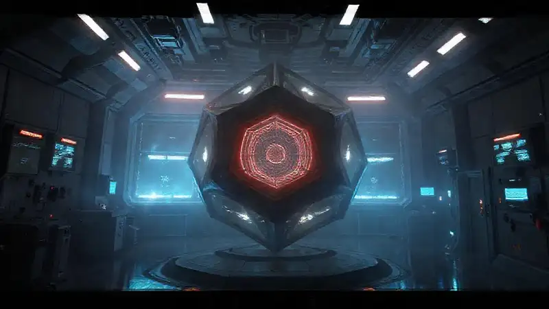 Estructura futurista con energía y vigilancia