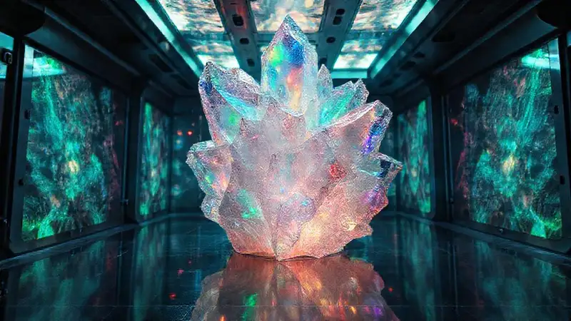 Cristal iridiscente y efectos surrealistas misteriosos
