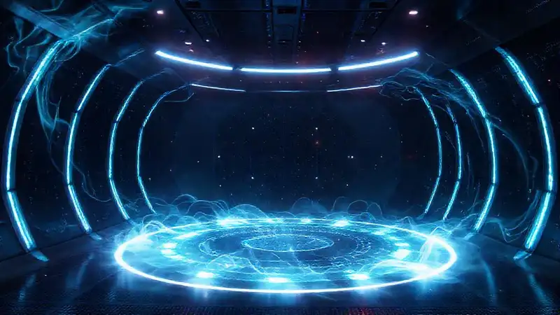 Energía misteriosa en cámara futurista