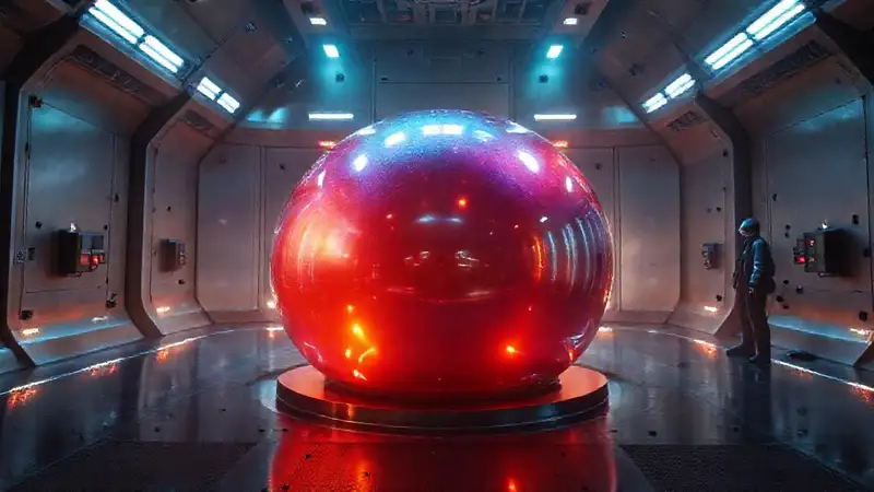 Objeto futurista en encierro de alta tecnología