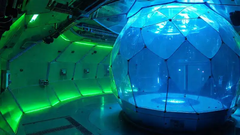 Estructura futurista con campos electromagnéticos seguras