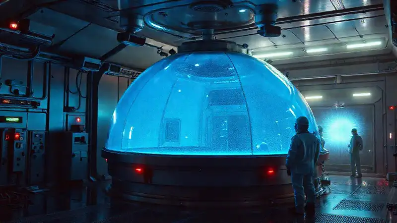 Habitación futurista segura con tecnología avanzada