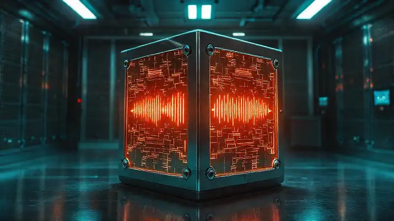 Cubo metálico con patrones electromagnéticos misteriosos