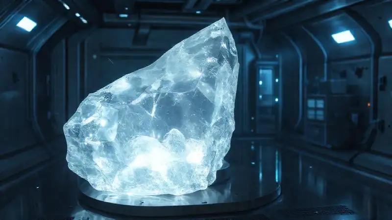 Cristal brillante en ambiente futurista y misterioso