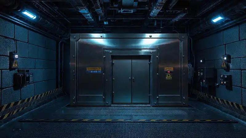 Estructura metálica secreta y futurista blindada