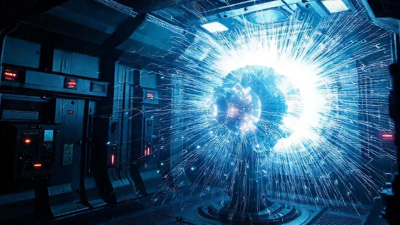 Estructura metálica misteriosa con energía y alarma