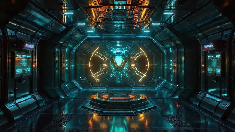 Cámaras futuristas con formas misteriosas y tecnológicas
