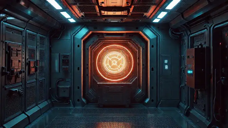 Sala segura con tecnología y ambiente misterioso