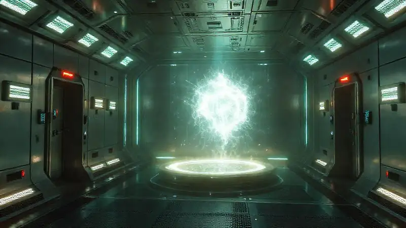 Campo de energía misterioso en contención futurista