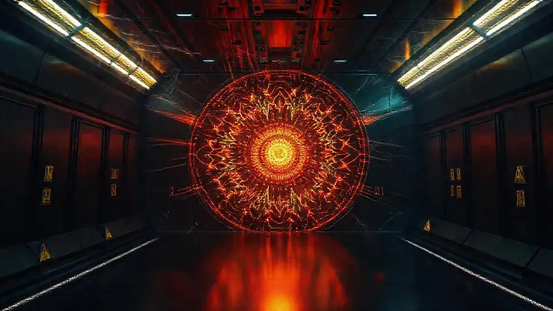 Portada futurista con patrón fractal inquietante