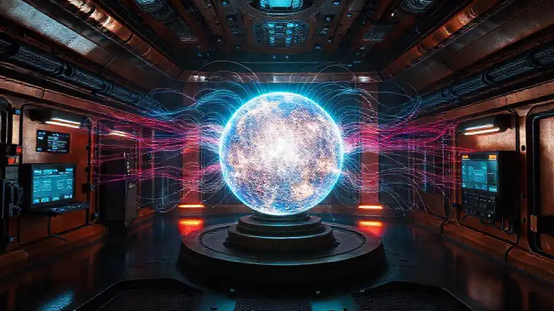 Energía misteriosa en contención futurista