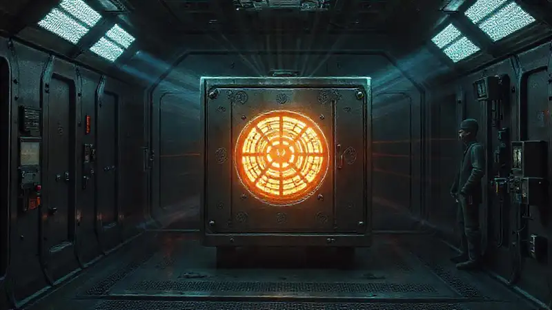 Habitación segura con objeto misterioso brillante