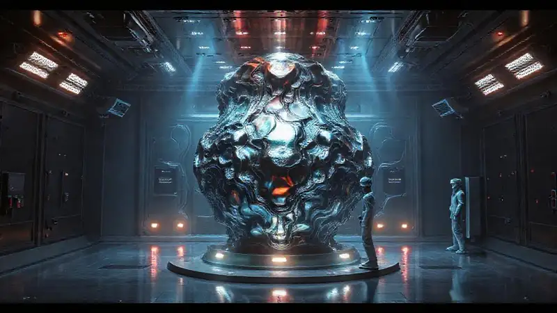 Estructura futurista de contención con tecnología avanzada