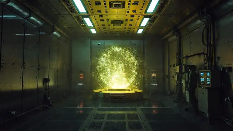 Campo energético misterioso en sala de contención