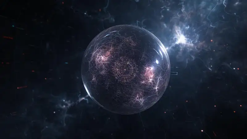 Esfera luminosa en patrón fractal misterioso