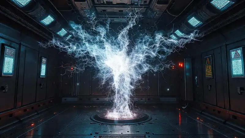 Manifestación energética en sala de alta tecnología