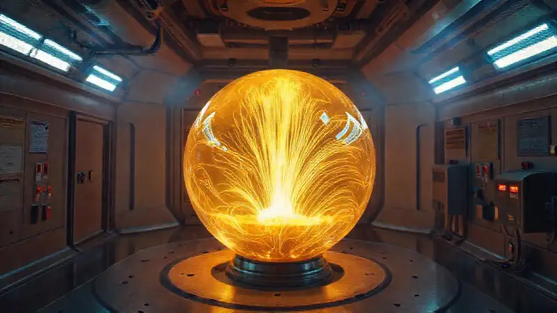 Esfera luminosa y misteriosa en contención segura