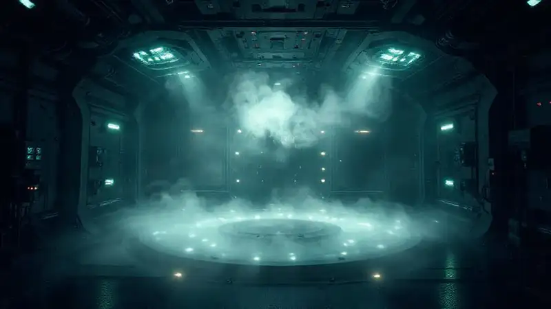 Campo energético misterioso en contención futurista