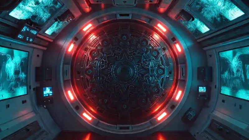 Camera de contención secreta con disco misterioso