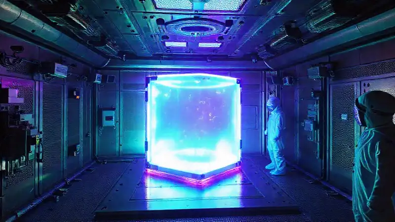 Cubo misterioso en cámara de contención