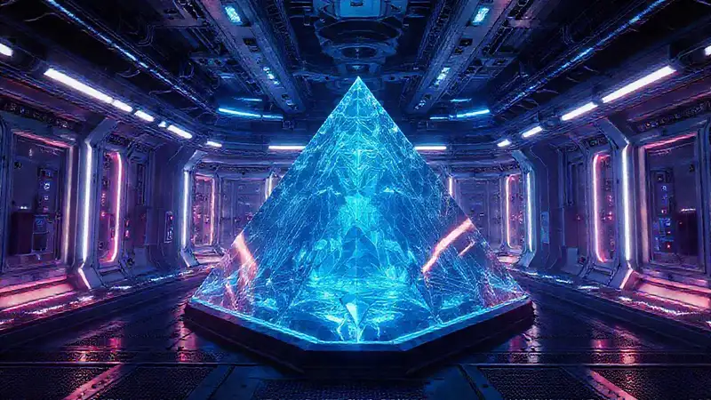 Cristal misterioso en ambiente de alta seguridad