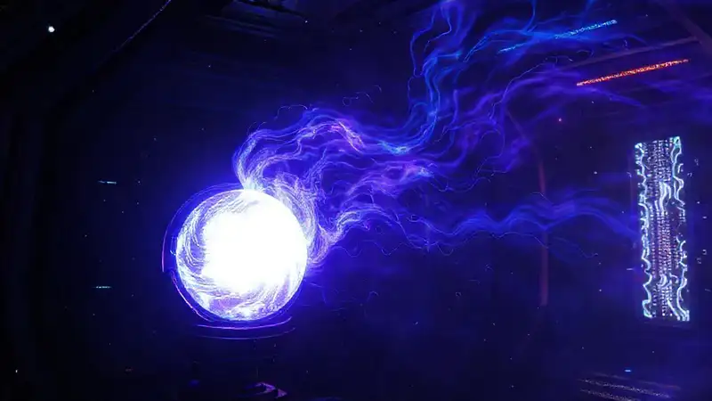 Esfera luminosa con luces y energía futurista