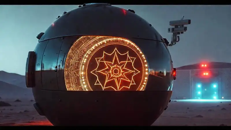 Esfera metálica misteriosa en instalación de seguridad