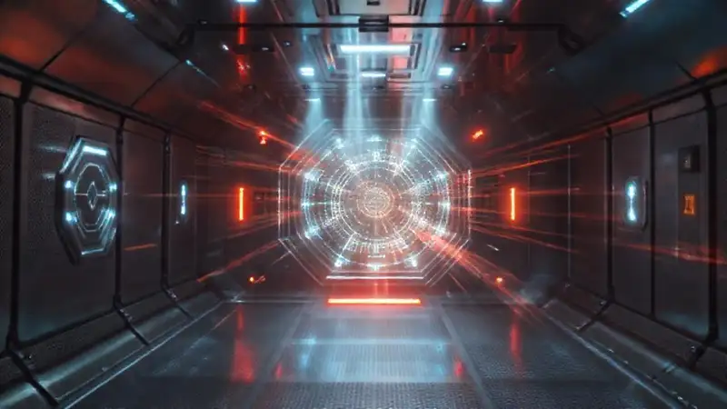 Cámara futurista con energía y peligro oculta