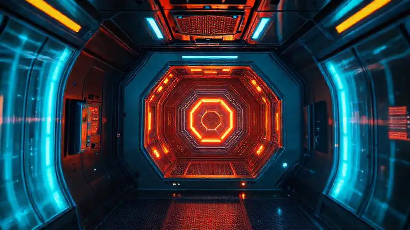 Cámara futurista con seguridad y luz vibrante