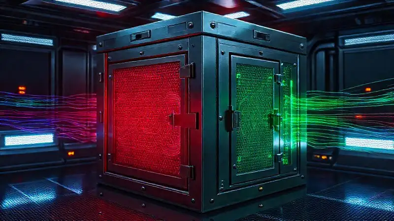 Cámara de contención futurista y misteriosa