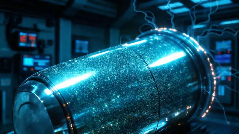 Objeto metálico brillante en entorno futurista seguro