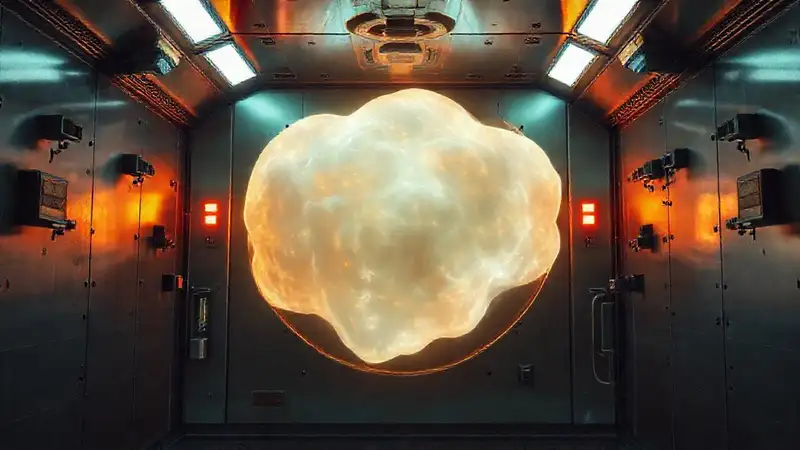 Forma nebulosa brillante en cámara de contención