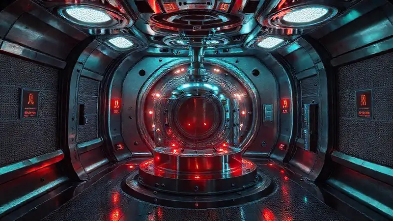Cilindro metálico en cámara de alta tecnología