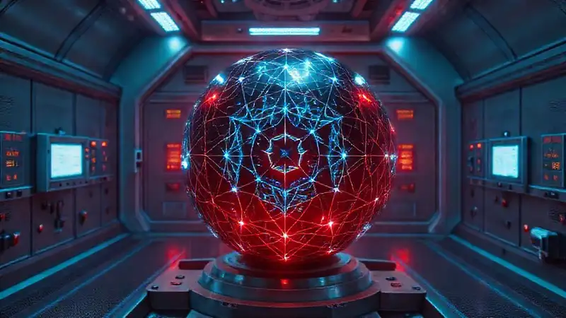 Esfera electromagnética en sala de seguridad científica
