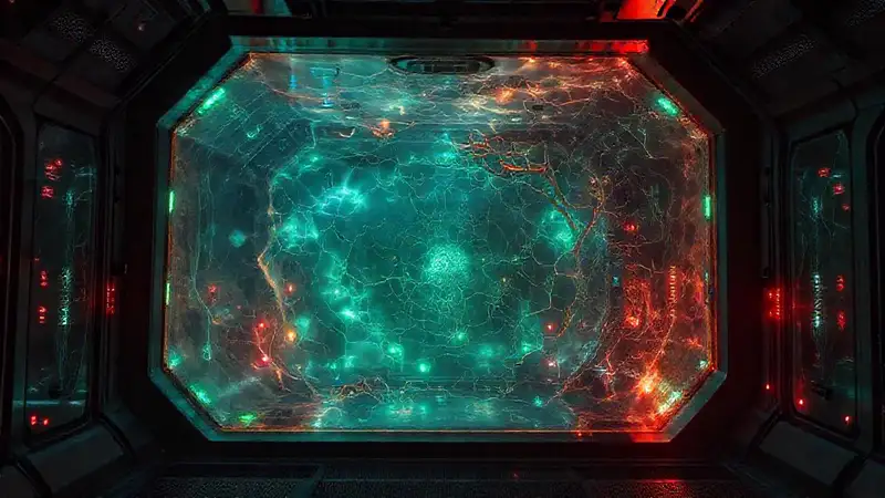 Cámara de contención futurista y misteriosa