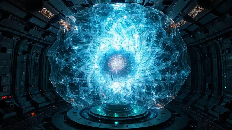 Estructura fractal luminosa y misteriosa de alta tecnología