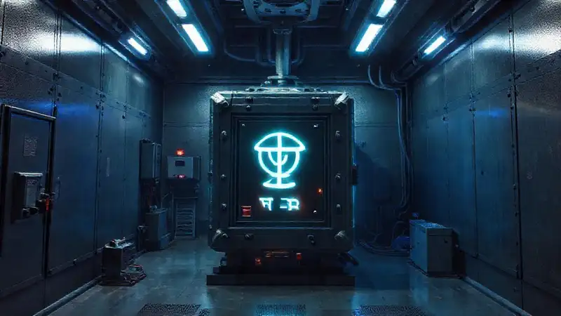 Cube misterioso en sala segura y controlada
