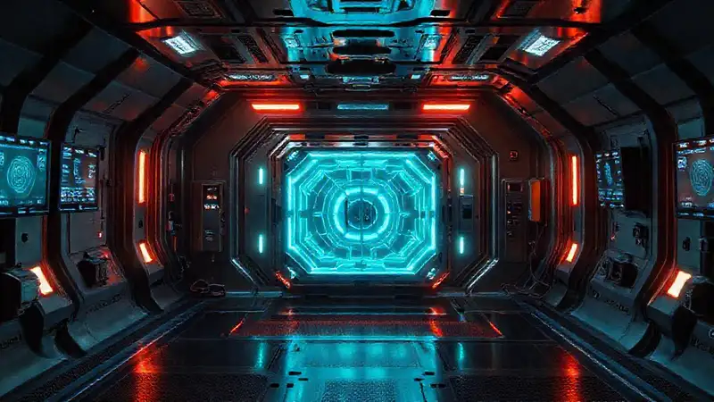 Cámara futurista con dispositivo misterioso y tecnología avanzada