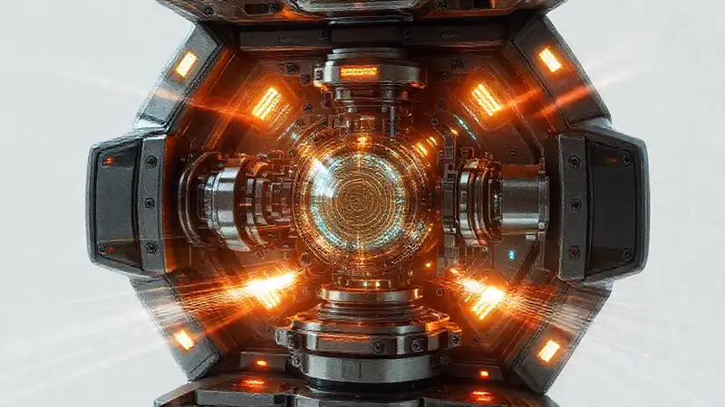 Dispositivo futurista con energía y distorsión