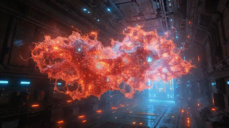 Estructura fractal electromagnética luminosa y peligrosa