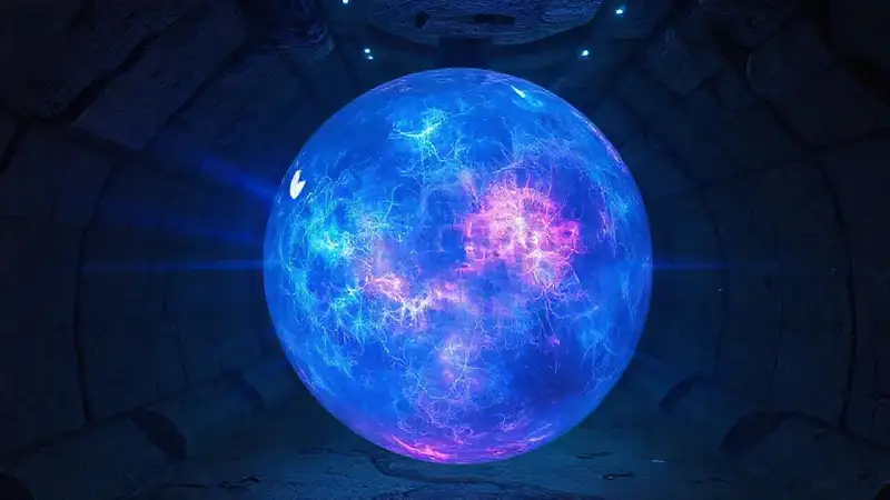 Esfera luminosa con patrones fractales misteriosos