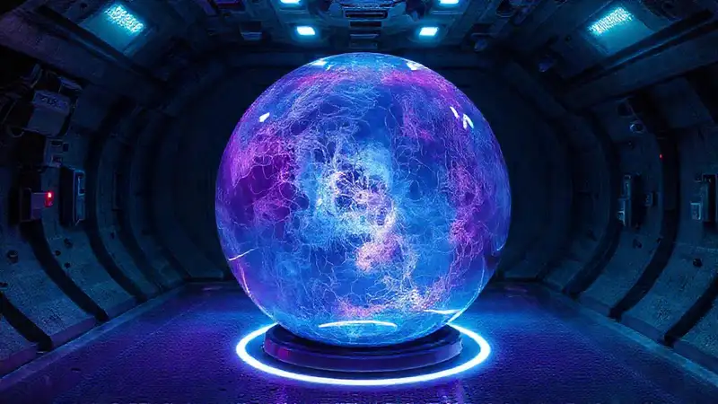 Esfera futurista misteriosa en entorno secreto