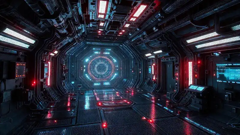Cámara futurista con distorsión y seguridad avanzada