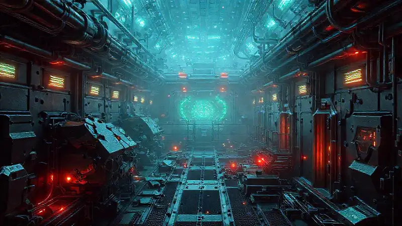 Instalación futurista con energía y seguridad