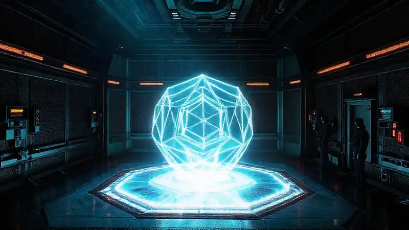 Campo energético futurista en laboratorio cauteloso