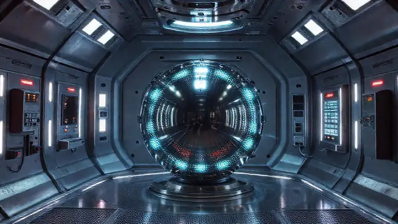Esfera metálica en cámara de alta tecnología