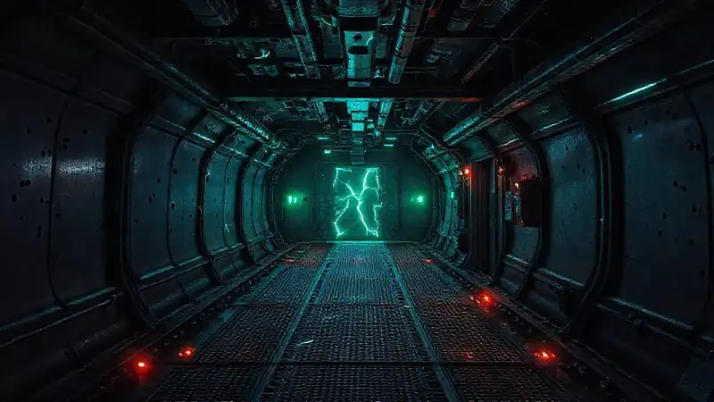 Estructura subterránea con energía y seguridad futurista